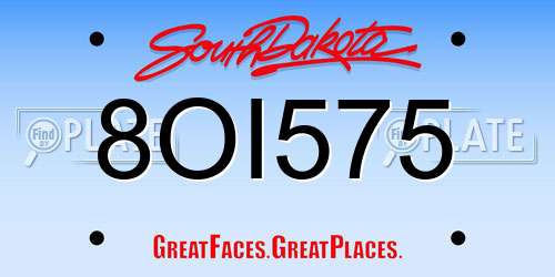 8OI575 South Dakota License Plate