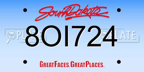 8OI724 South Dakota License Plate