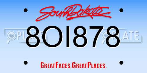 8OI878 South Dakota License Plate