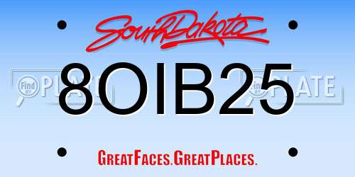 8OIB25 South Dakota License Plate