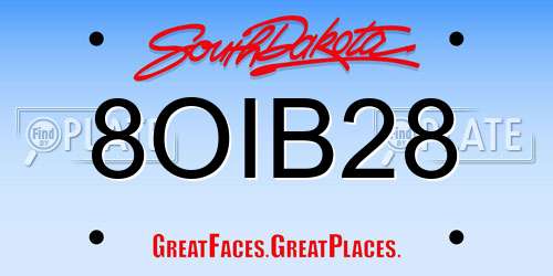 8OIB28 South Dakota License Plate