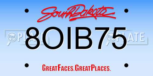 8OIB75 South Dakota License Plate
