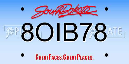 8OIB78 South Dakota License Plate