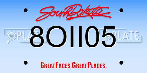 8OII05 South Dakota License Plate