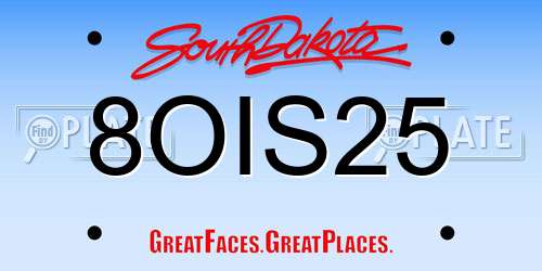 8OIS25 South Dakota License Plate