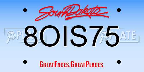 8OIS75 South Dakota License Plate