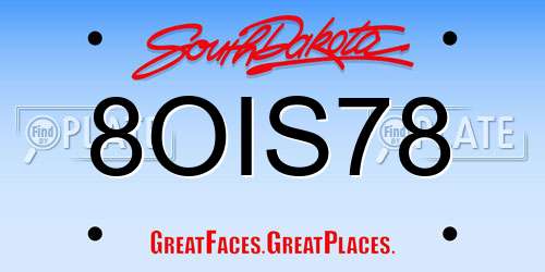 8OIS78 South Dakota License Plate