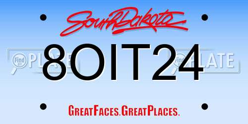 8OIT24 South Dakota License Plate