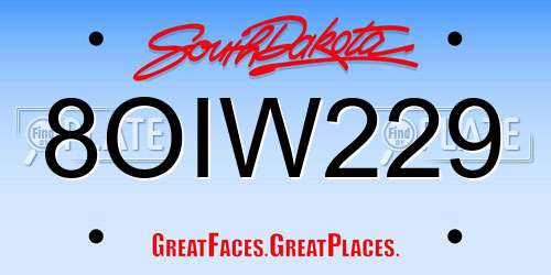 8OIW229 South Dakota License Plate