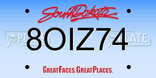 8OIZ74 South Dakota License Plate