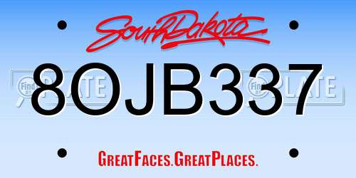 8OJB337 South Dakota License Plate