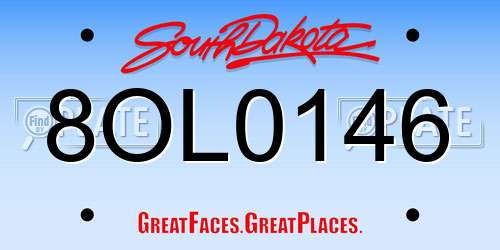 8OL0146 South Dakota License Plate