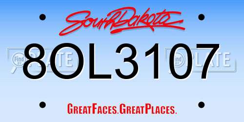 8OL3107 South Dakota License Plate