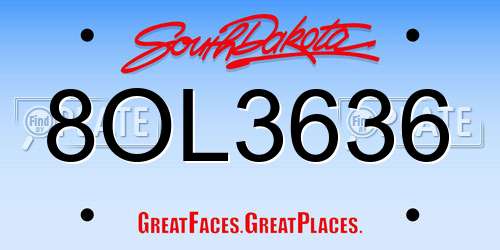 8OL3636 South Dakota License Plate