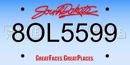 8OL5599 South Dakota License Plate