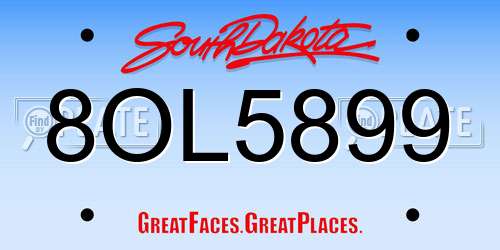 8OL5899 South Dakota License Plate