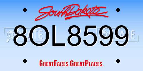 8OL8599 South Dakota License Plate