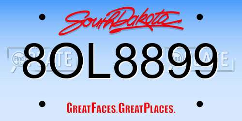8OL8899 South Dakota License Plate