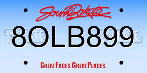 8OLB899 South Dakota License Plate