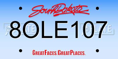 8OLE107 South Dakota License Plate