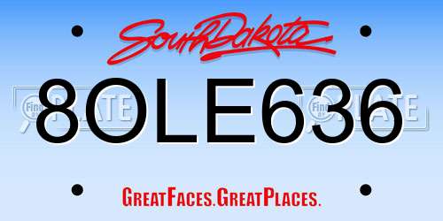 8OLE636 South Dakota License Plate