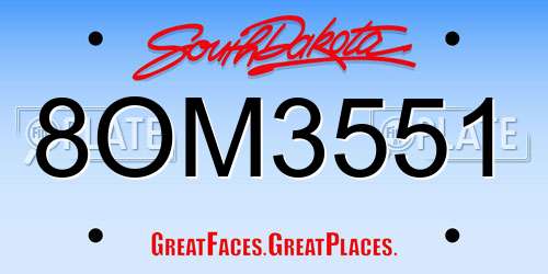 8OM3551 South Dakota License Plate