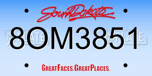 8OM3851 South Dakota License Plate