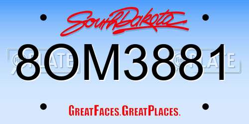 8OM3881 South Dakota License Plate