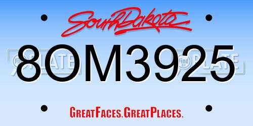 8OM3925 South Dakota License Plate