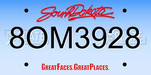 8OM3928 South Dakota License Plate