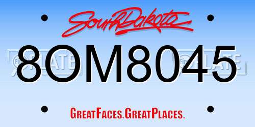 8OM8045 South Dakota License Plate