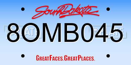 8OMB045 South Dakota License Plate