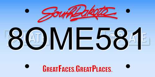 8OME581 South Dakota License Plate