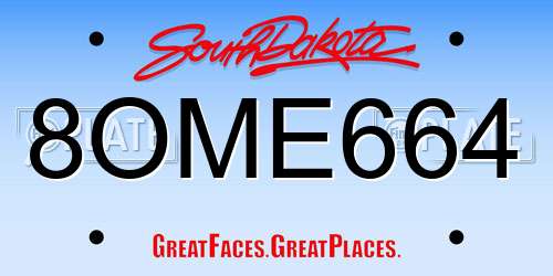8OME664 South Dakota License Plate