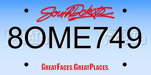 8OME749 South Dakota License Plate