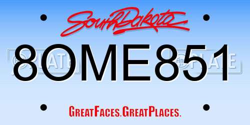 8OME851 South Dakota License Plate