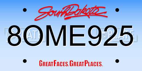 8OME925 South Dakota License Plate