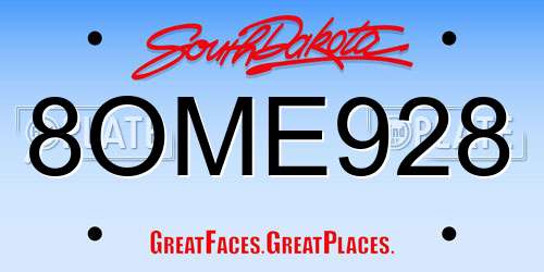 8OME928 South Dakota License Plate