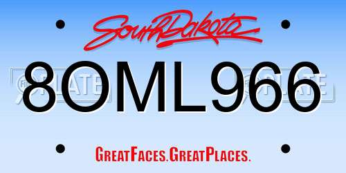 8OML966 South Dakota License Plate