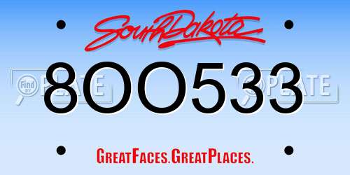8OO533 South Dakota License Plate