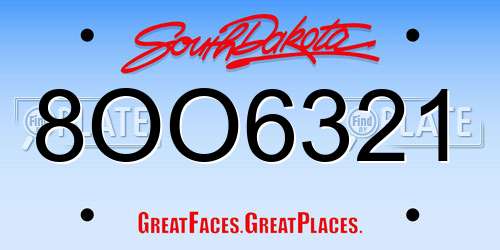 8OO6321 South Dakota License Plate
