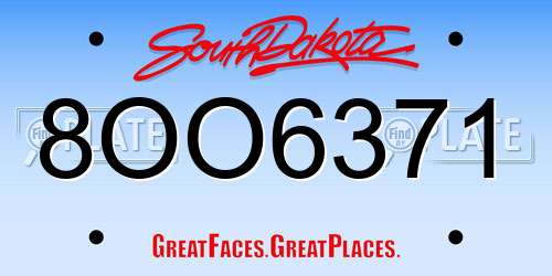 8OO6371 South Dakota License Plate