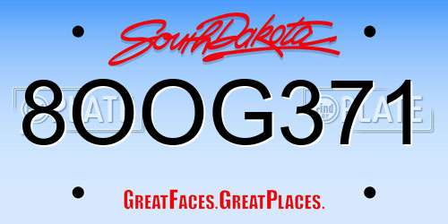 8OOG371 South Dakota License Plate