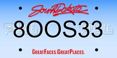 8OOS33 South Dakota License Plate