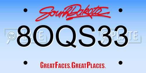 8OQS33 South Dakota License Plate