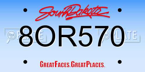 8OR570 South Dakota License Plate
