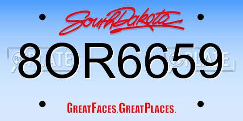 8OR6659 South Dakota License Plate