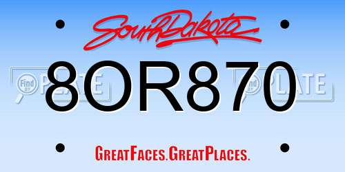 8OR870 South Dakota License Plate