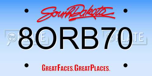 8ORB70 South Dakota License Plate