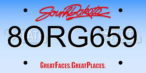 8ORG659 South Dakota License Plate
